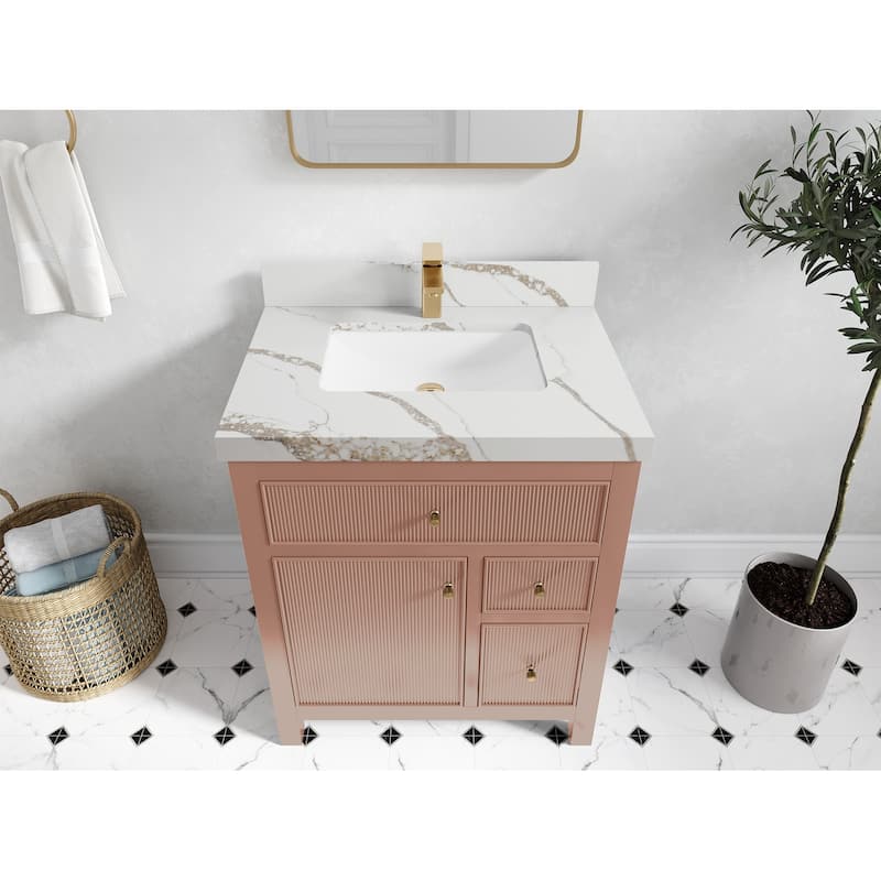 Willow Collections 30 in W x 22 in D Sonoma Free Standing Reeded Single Sink Bathroom Vanity with Countertop
