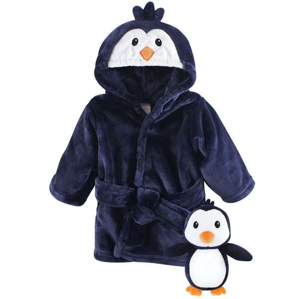 slide 1 of 1, Luvable Friends Infant Boy Plush Bathrobe and Toy Set, Boy Penguin, 0-9 Months - Boy Penguin - 0-9 Months 0-9 Months - Boy Penguin