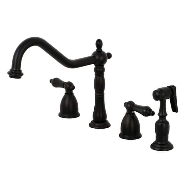 Heritage 8-Inch Widespread Kitchen Faucet with Brass Sprayer ...