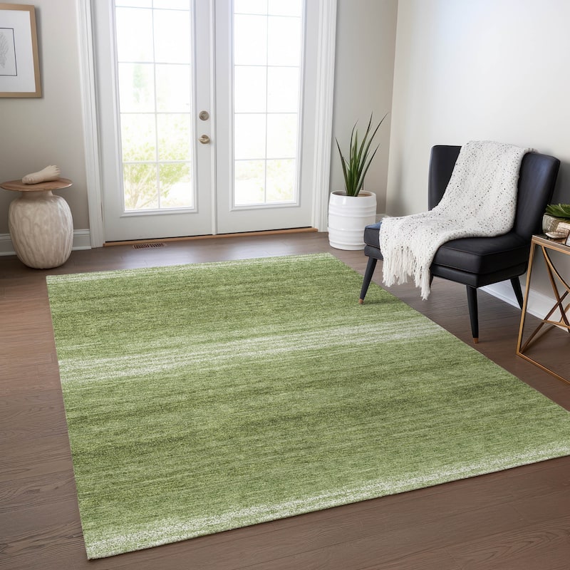 Machine Washable Indoor/ Outdoor Ombre Stripe Chantille Rug - Green - 2'6" x 3'10"