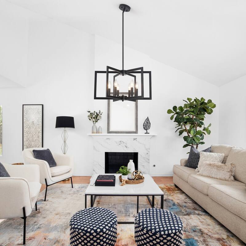 6-Light Candlestick Hanging Linear Foyer Chandelier Lighting for Dining Room Kitchen Island