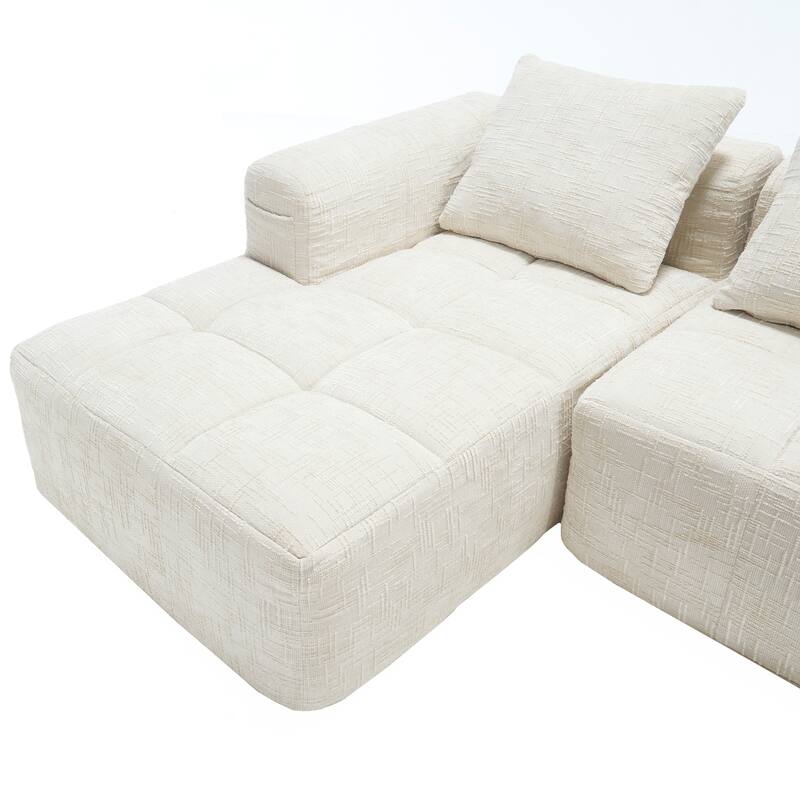 98.42" Modular L-Shaped Sofa with Chaise, Side Pockets, No Compression
