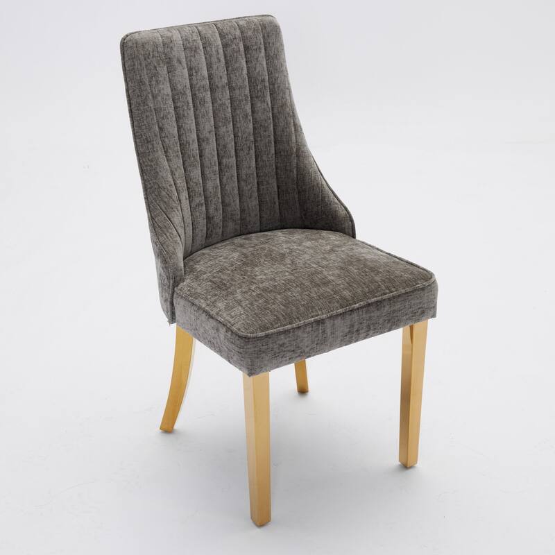 Rayon Cloth Flocking Chenille Dining Chairs Comfy Fabric Upholstered Accent Chair for Dining Room,Set of 2