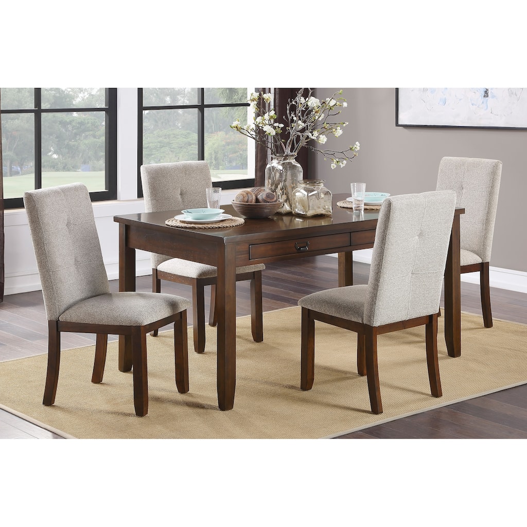 Dining Room Table Set for 4, 5 Pcs Wooden Kitchen Funiture Set, Rectangular Table with Drawers and 4 Side Chairs