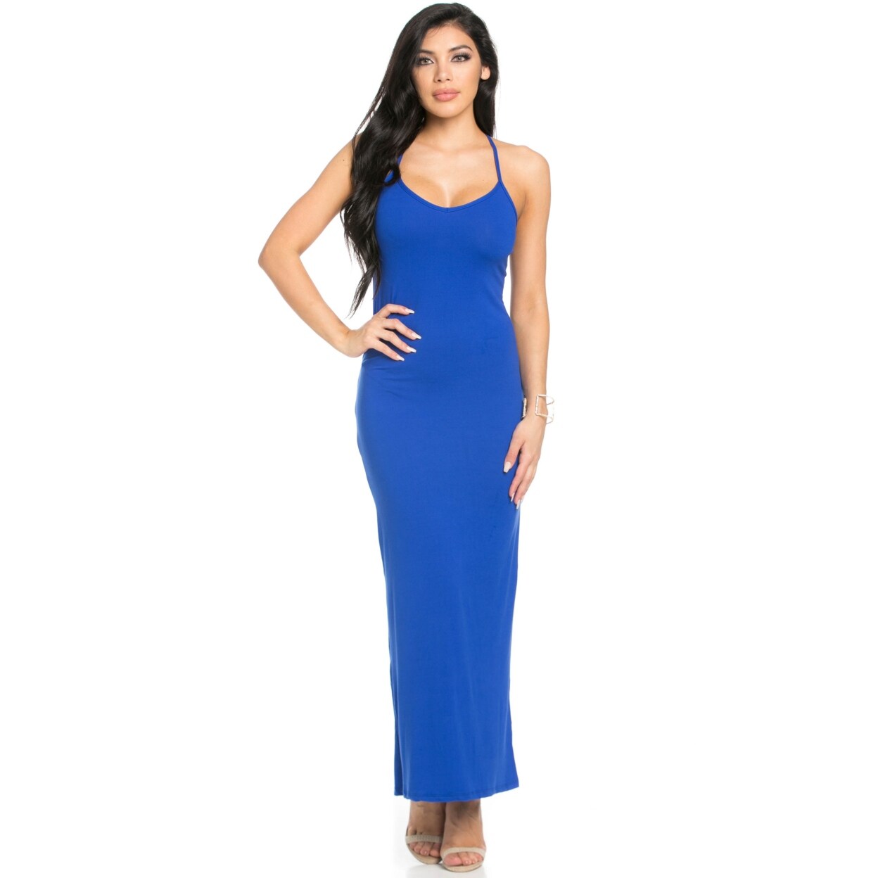 Shop Micro Suede Royal Blue Maxi Dress Overstock 27074897