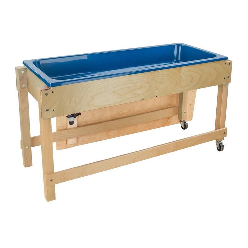 Kids Sand & Water Sensory Table with Lid & Drain Faucet - Birch Wood Indoor Play Activity Table