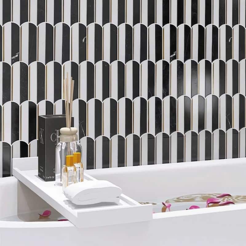 Mad Decade 12x12 Polished Marble Mosaic Tile - Floor, Wall, Backsplash