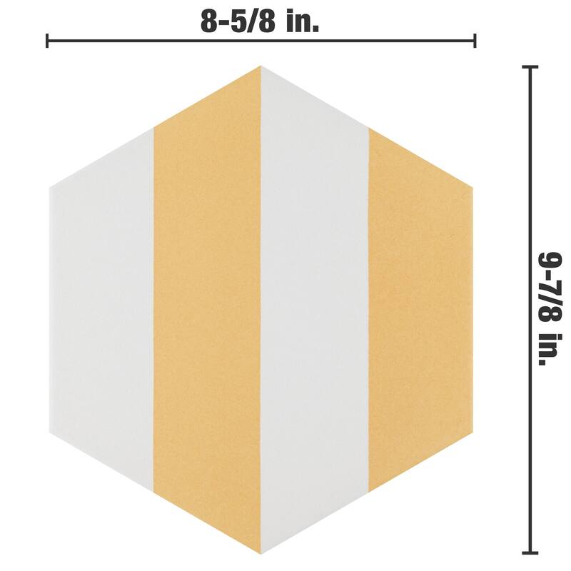 Merola Tile Porto Capri Hex Dandelion 8-5/8" x 9-7/8" Porcelain Floor and Wall Tile