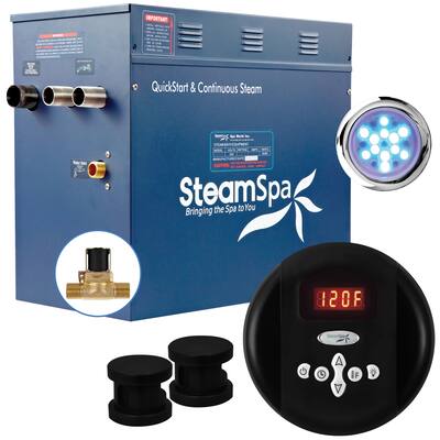 SteamSpa Indulgence 12 KW QuickStart Acu-Steam Bath Generator with Built-in Auto Drain in Matte Black