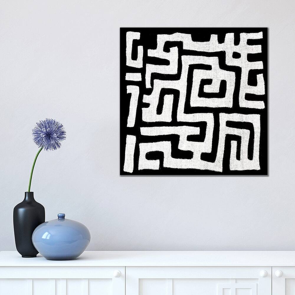 iCanvas "Mudcloth Black Geometric Design I" by Ellie Roberts Canvas Print