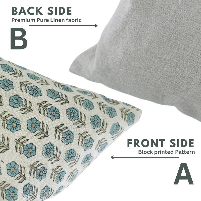 Fabdivine Handmade Boho Pure Linen Block Print Throw Home Décor Pillow Cover