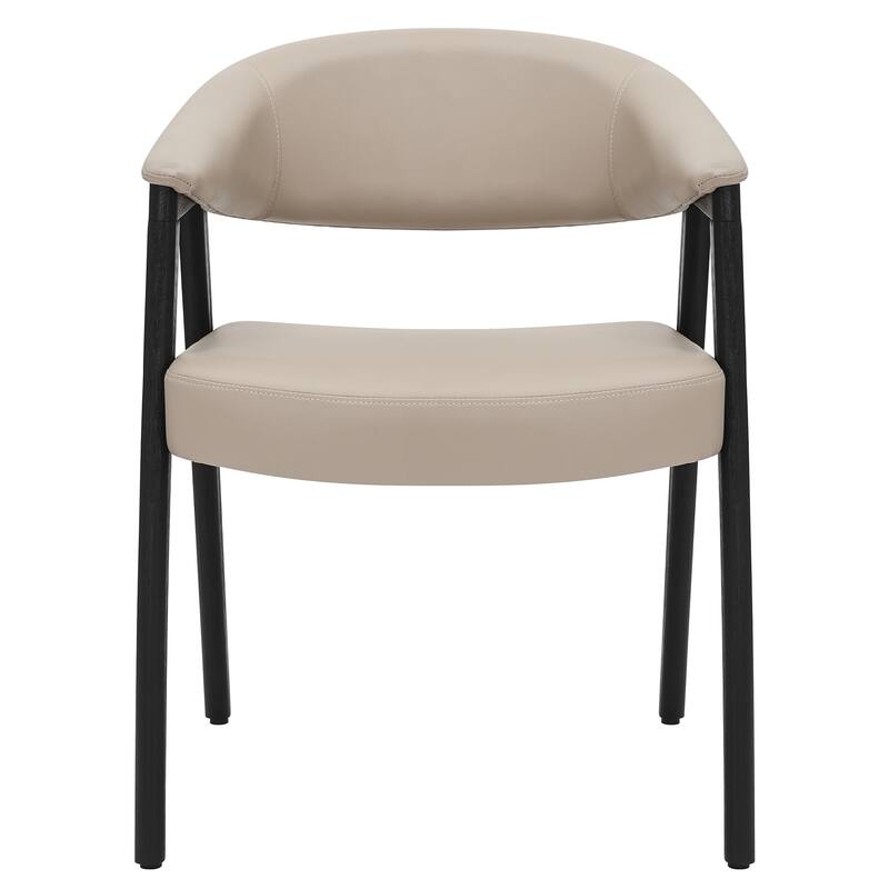 Mid-Century Modern Faux Leather & Solid Wood Dining Chair, Set of 2