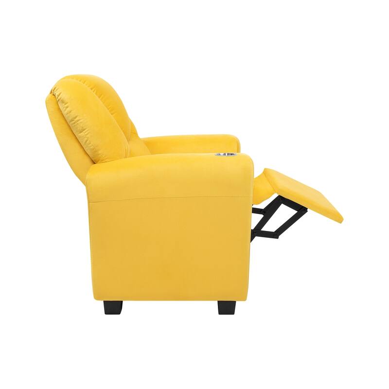 PVC Kids Recliner Chair with Push-Back Reclining Function, Cup Holder, and Comfortable Footres