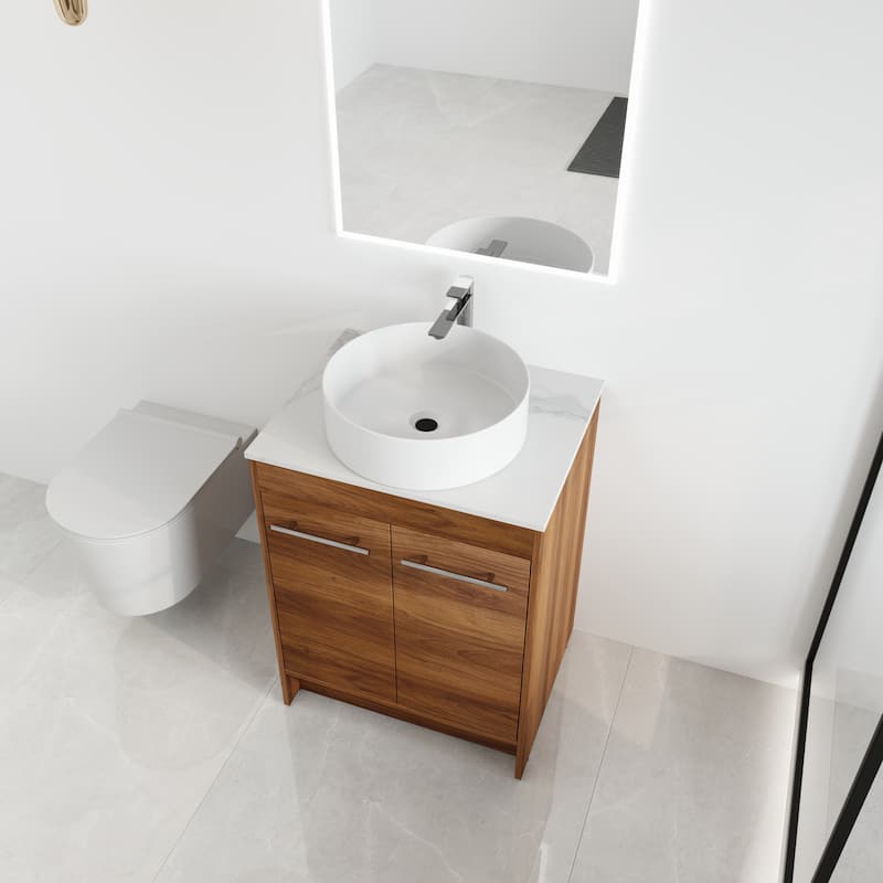 Malwee 24"/36"/48"/60" FreeStanding Bathroom Vanity, Floor Stand Bathroom Vanity with Ceramic Sink,Soft Close Door and Shelf