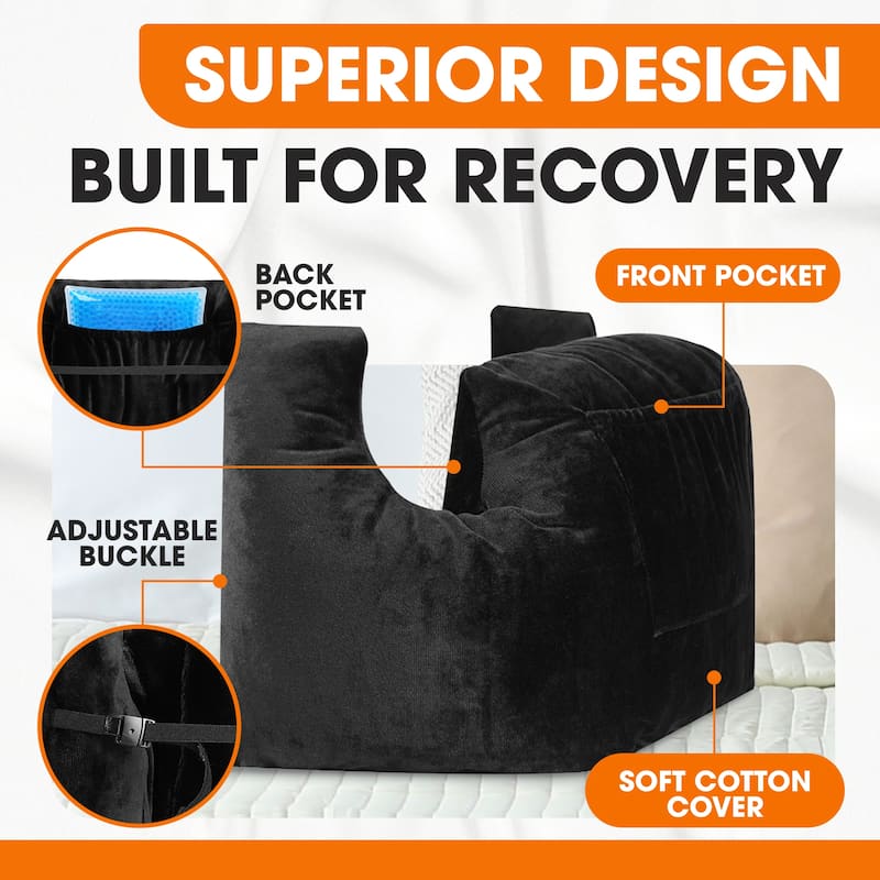 Cheer Collection Post Mastectomy Pillow with Front and Back Pockets - Black