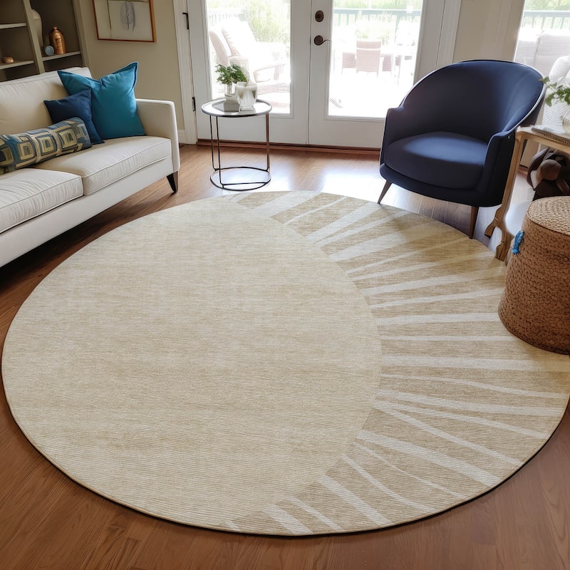 Machine Washable Indoor/ Outdoor Chantille Modern Sunburst Rug