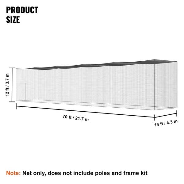 70FT Baseball Softball Batting Cage Netting Heavy Duty PE Net Only