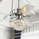 preview thumbnail 1 of 12, JONATHAN Y Moravia 48" 3-Light Glam Crystal Drum LED Ceiling Fan With Remote, Chrome