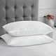 preview thumbnail 2 of 3, Quilted Cotton Cover Soft Goose Feather Down Pillows Set of 2 - White