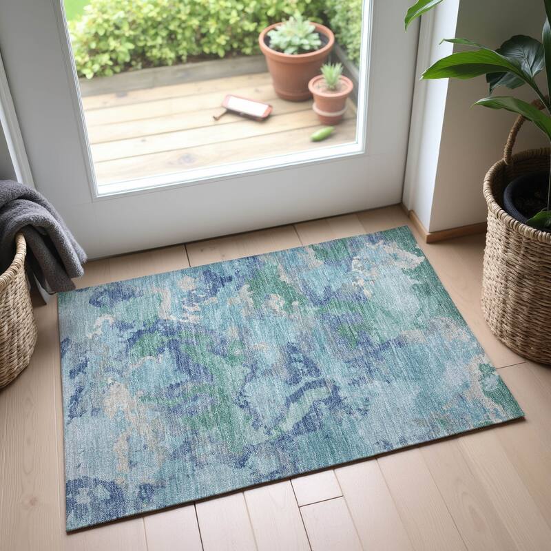 Premium Washable Super Soft Abstract Chic Mayfield Rug - Seafoam - 1'8" x 2'6"