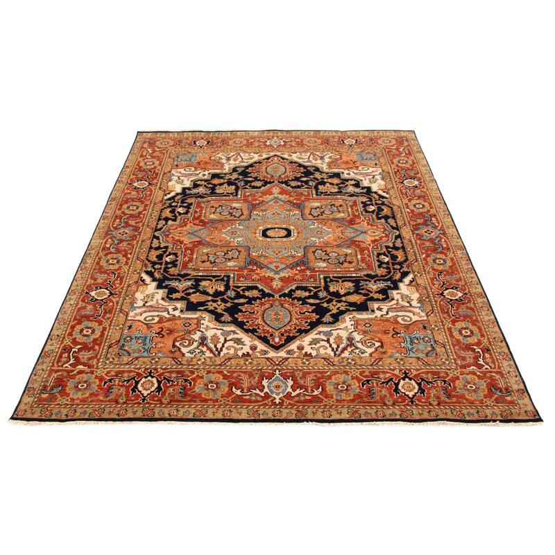 ECARPETGALLERY Hand-knotted Jules Sultane Dark Navy Wool Rug - 7'10 x 9'10