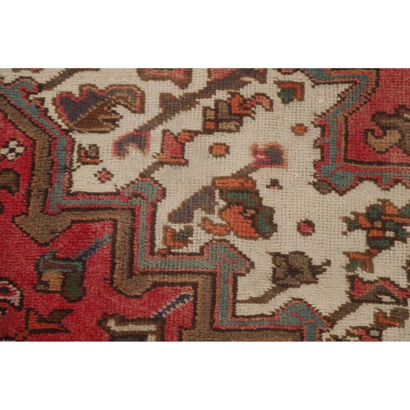 Hand Knotted Oriental 100% Wool Carpet Traditional Medallion Red Heriz Area Rug - 9' 6'' X 6' 3''