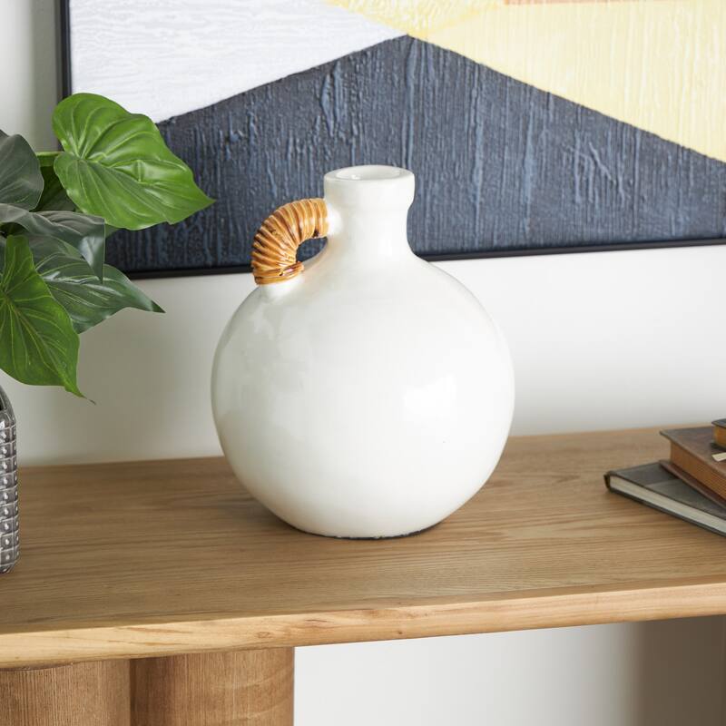 Blue Metal Ombre Decorative Vase with Brown Accents