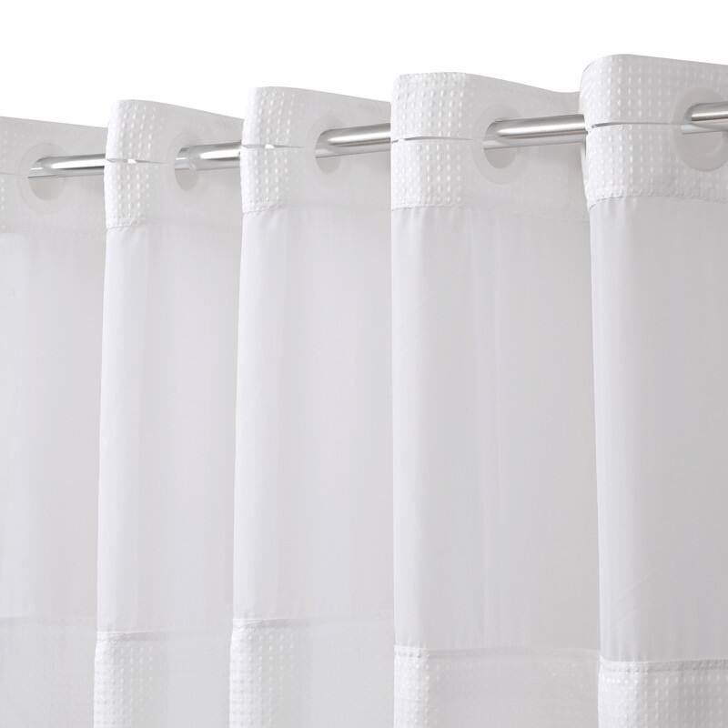Utopia Alley No Hooks Required Waffle Weave Shower Curtain with Snap in Liner - 71"W x 74"H, White