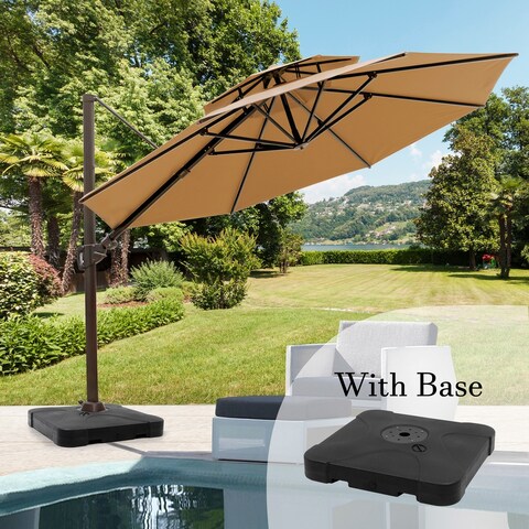 VredHom 11.5 Ft Outdoor Double Top Cantilever Umbrella with Base
