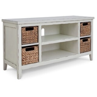 Anya 47 Inch Rustic TV Entertainment Console, Open Shelf, 4 Baskets ...