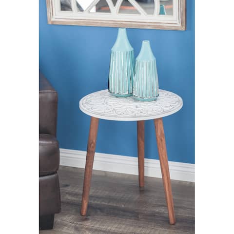 White MDF Contemporary Accent Table 21 x 19 x 19 - 19 x 19 x 21Round