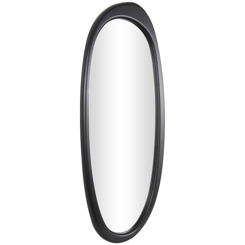 Black Wooden Oval Abstract Room Wall Mirror