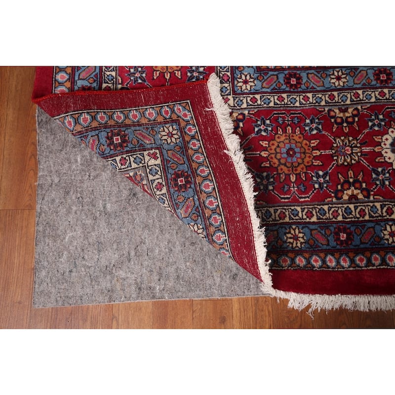 Navy Blue & Red Tabriz Persian Vintage Area Rug Handmade Wool Carpet - 9'10"x 12'8"