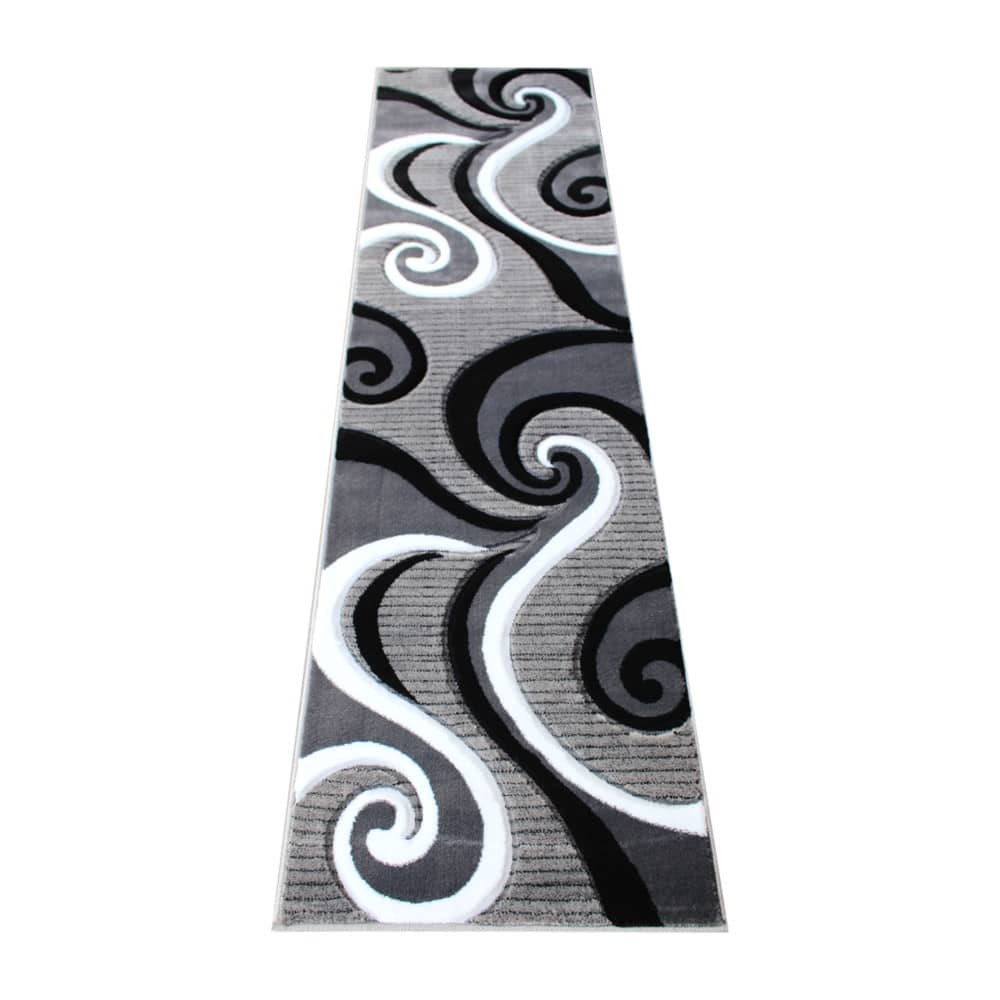 Modern High-Low Sculpted Swirl Design Abstract Area Rug