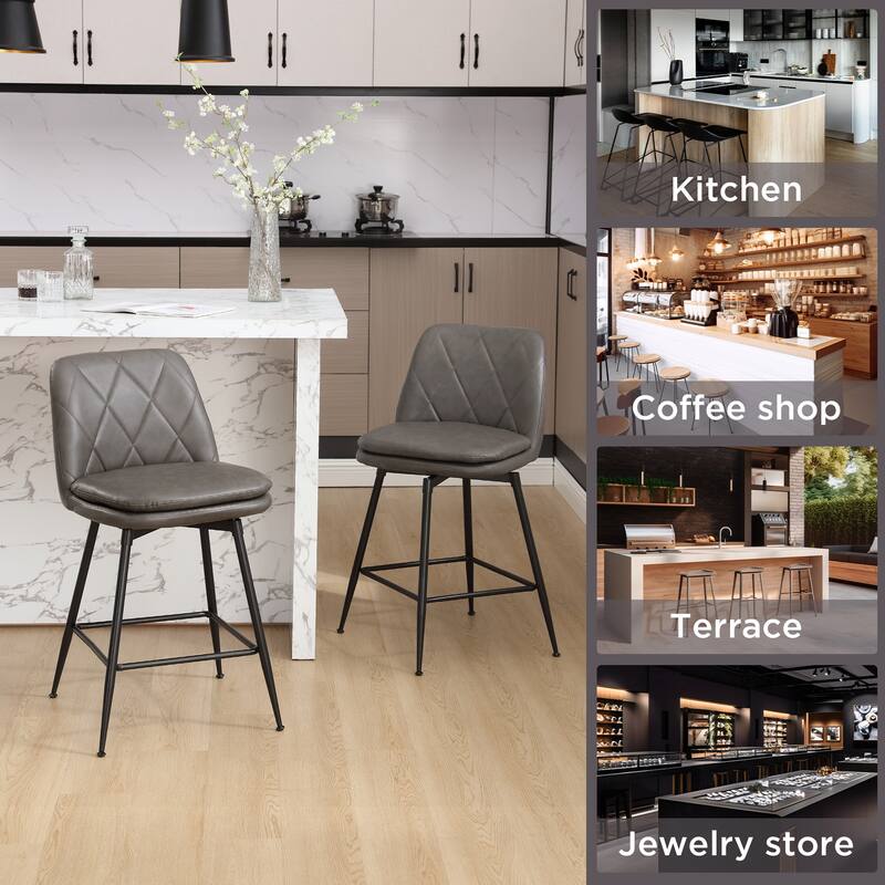 26"/29" Faux Leather Swivel Counter and Bar Height Stools (Set of 4)