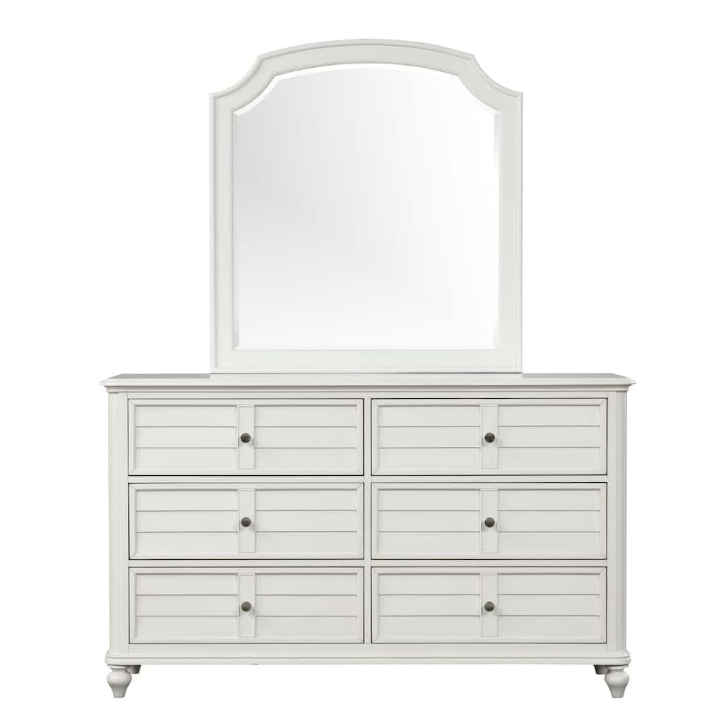 Furniture of America Skye Coastal Solid Wood 2-Piece Dresser and Mirror Set