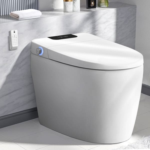 slide 2 of 20, Smart Toilet Bidet Combo with Foot Sensor Open Cover/Seat, LED Display, Self-Cleaning Nozzle, Heated Seat, Night Light P02PRO