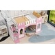 preview thumbnail 20 of 18, Twin Size Low Loft Bed with Side Storage Staircase and Window, Pinewood Frame Playhouse Bed Playful Castle Bed for Children