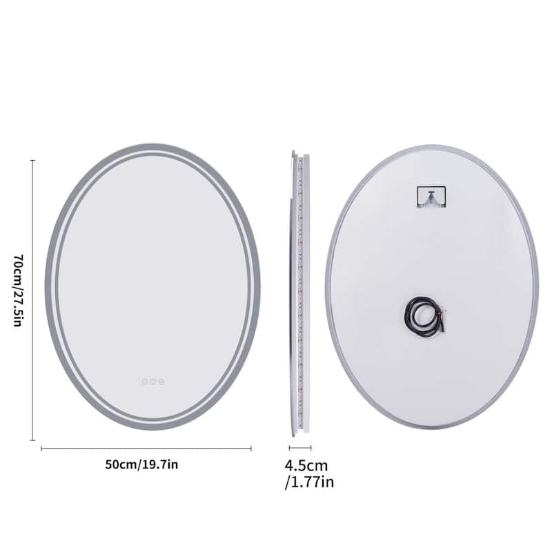 Oval LED Light Bathroom Mirror Touch Sensor