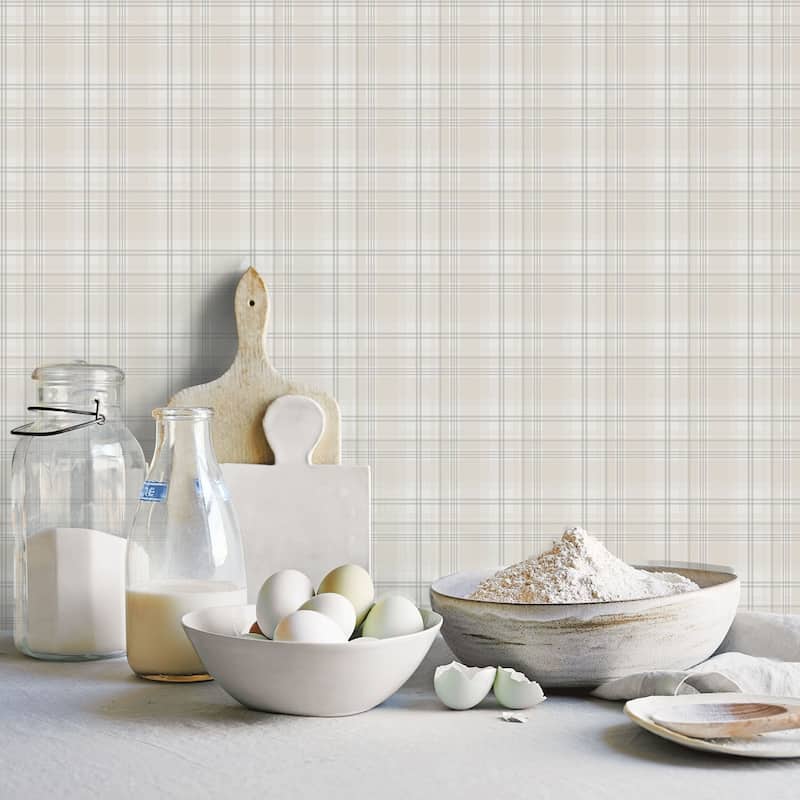 Galerie Wallcoverings Kitchen Recipes Traditional Plaid Design Vinyl on Non-woven Matte Wallpaper Roll