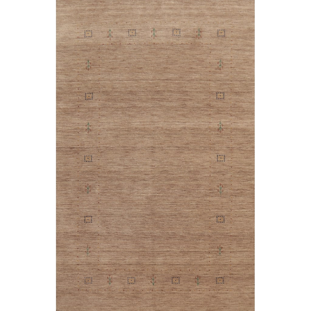 Tribal Gabbeh Oriental Area Rug , Handmade Brown Wool Carpet - 7' 10'' X 5' 0''