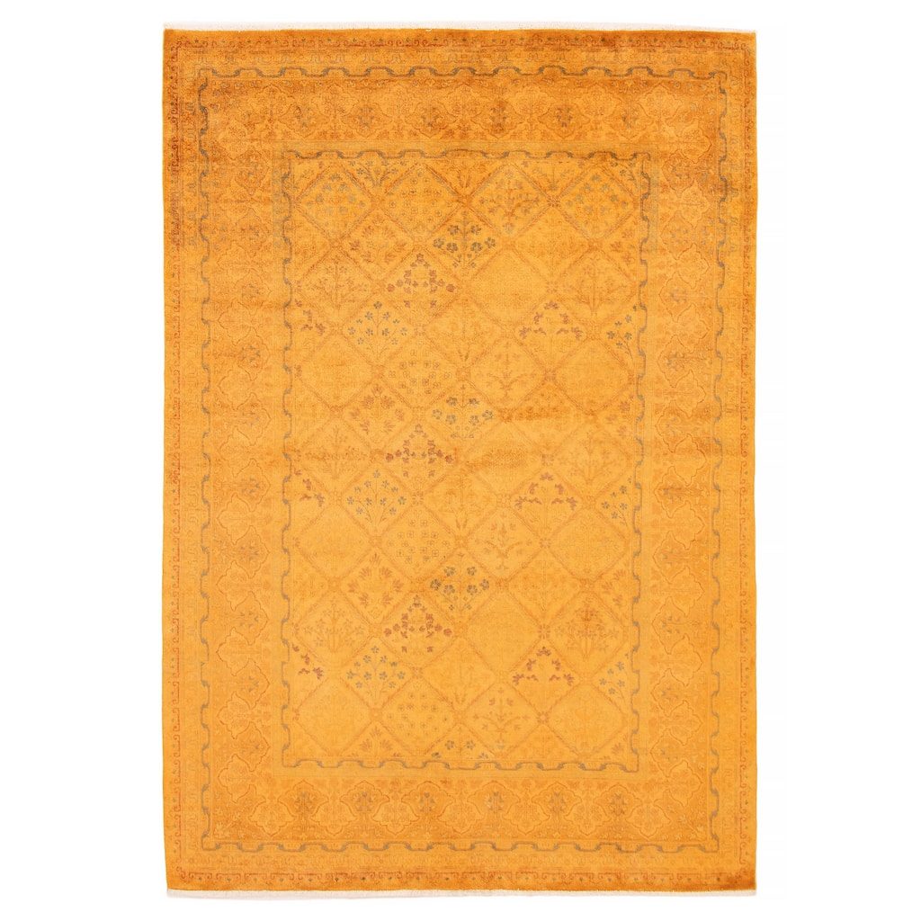 ECARPETGALLERY Hand-knotted Vibrance Light Orange Wool Rug - 6'0 x 8'7