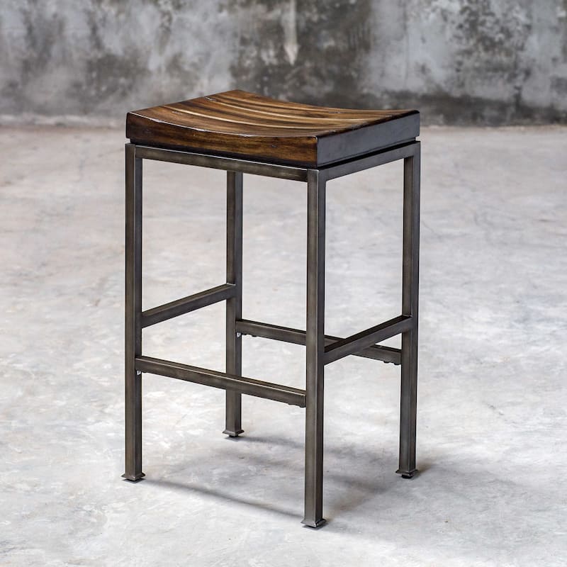 30" Dark Walnut Beck Wood Counter Stool