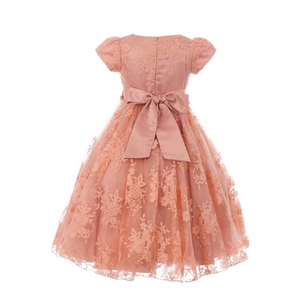 Shop Girls Dusty Pink French Chantilly Lace T Length Junior