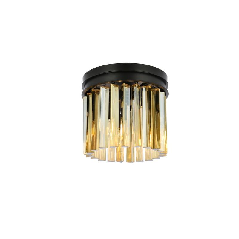 Royce Edge 3-Light Matte Black Flush Mount - matte black (royal cut golden teak crystals)