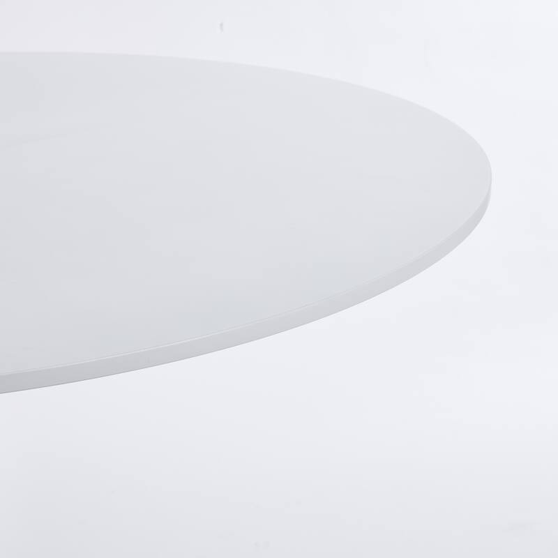 Modern Round Dining Table for 4-6 People, Tulip Table with MDF Top & Metal Pedestal Base for Dining Room, Kitchen, Living Room