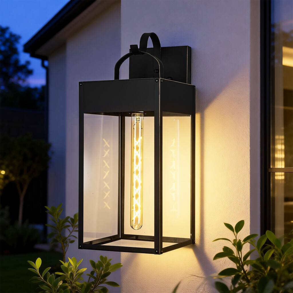 20 in. 1-Light Oil Rubbed Bronze Outdoor Hardwired Wall Lantern Sconce with Clear Glass Shade