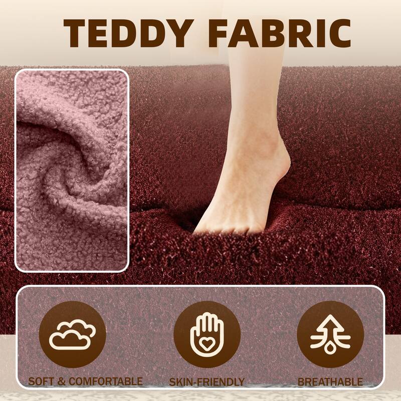 78" Convertible Folding Sofa Bed, Sleeper Sofa with Pillow, Modern Teddy Fabric Floor Loveseat Couch, Foam Mattress Sleeper