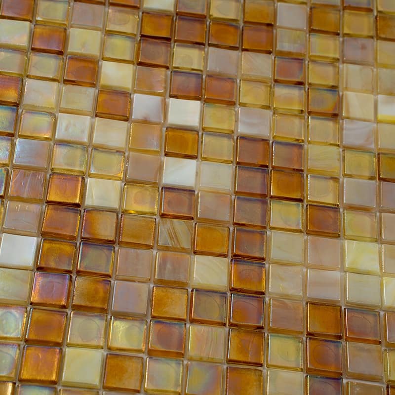 Apollo tile 12" x 12" Mingles Glossy White Gold Glass Tile (18.69 sq ft/case) - 20 Pack