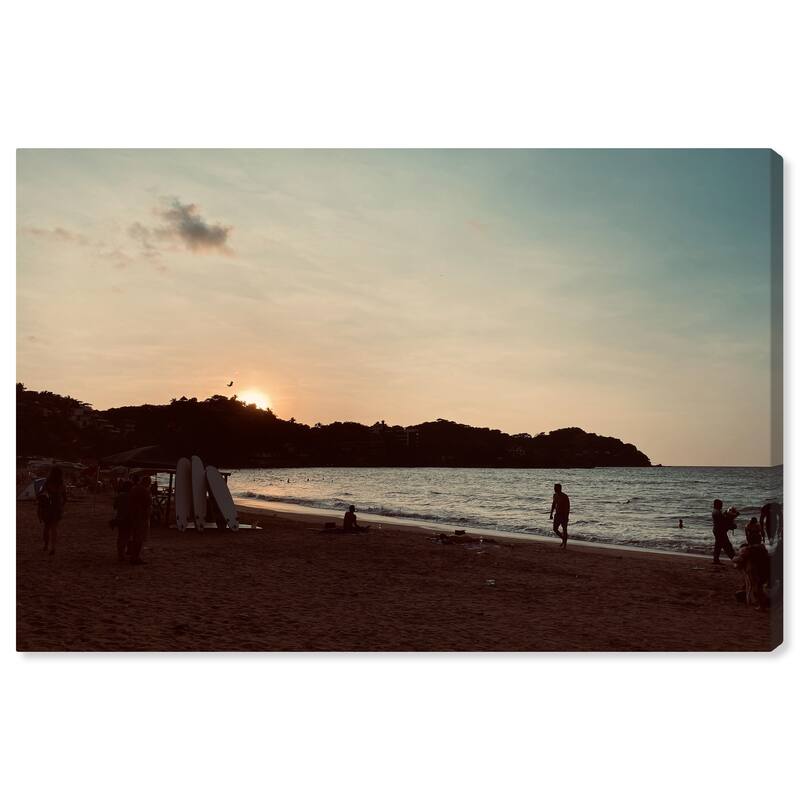Wynwood Studio Canvas Nautical and Coastal Beach at Sundown Blue and Light Blue Nautical & Coastal Wall Art Canvas Print